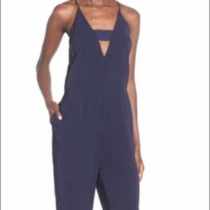 Navy V neck jumpsuit